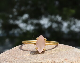 January Birthstone Ring Gift Ring Rose Quartz Ring sterling silver ring handmade silver ring 92.5/% solid sterling silver