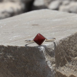 925 Sterling Silber Ring - Natürlicher Roter Jaspis Ring - Handgemachter Silber Ring - Jaspis Ring - Silber Schmuck - Geschenk für Mädchen