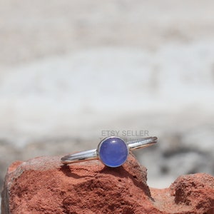 925 Sterling Silver Ring - Natural Aqua Chalcedony Ring - Handmade Silver Ring - Blue Aqua Chalcedony Ring - Aqua Chalcedony Jewelry