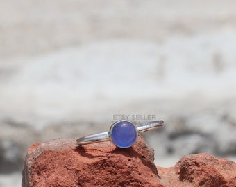 925 Sterling Silver Ring - Natural Aqua Chalcedony Ring - Handmade Silver Ring - Blue Aqua Chalcedony Ring - Aqua Chalcedony Jewelry