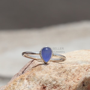 925 Sterling Silver Ring - Natural Aqua Chalcedony Ring - Handmade Silver Ring - Blue Aqua Chalcedony Ring - Aqua Chalcedony Jewelry