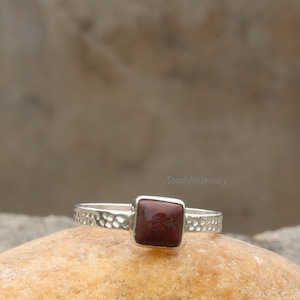 925 Sterling Silber Ring - Natürlicher Roter Jaspis Ring - Handgemachter Silber Ring - Jaspis Ring - Silber Schmuck - Geschenk für Mädchen