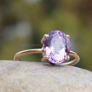 Natural Amethyst Ring 925 Silver Ring Amethyst Faceted Ring Birthstone Ring Amethyst Jewelry Rose Gold Ring February Birthstone image 5