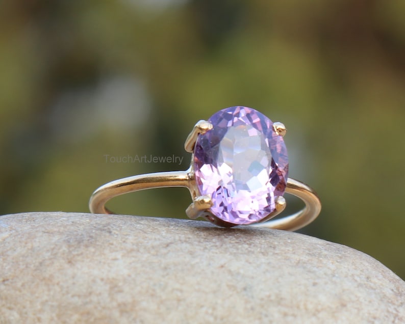 Natural Amethyst Ring 925 Silver Ring Amethyst Faceted Ring Birthstone Ring Amethyst Jewelry Rose Gold Ring February Birthstone image 5