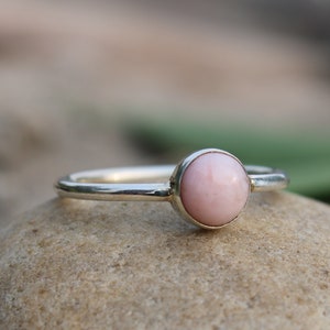 Natural Pink Opal Ring - 925 Silver Ring -  Pink Opal Ring - Birthstone Ring - Pink Opal Jewelry - Handmade Pink Opal Ring