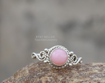 Natürlicher Rosa Opal Ring - 925 Sterling Silber Ring - Rosa Opal Ring - Cabochon Ring - Rosa Opal Schmuck - Handgemachter Rosa Opal Ring - Opal