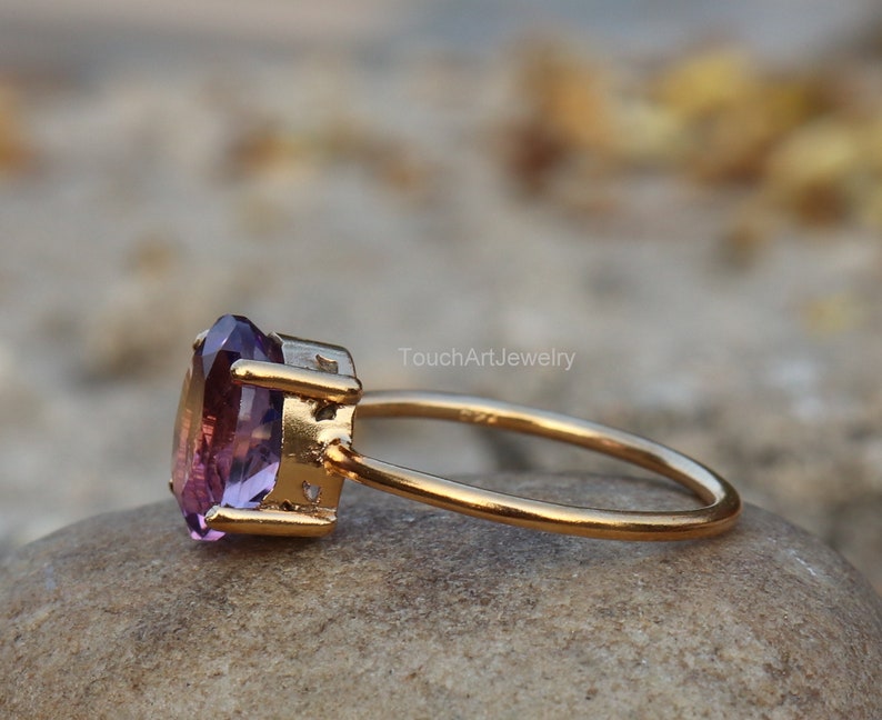 Natural Amethyst Ring 925 Silver Ring Amethyst Faceted Ring Birthstone Ring Amethyst Jewelry Rose Gold Ring February Birthstone image 6