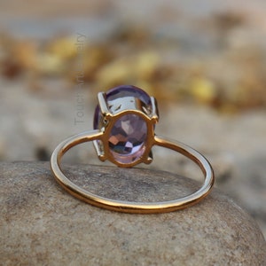 Natural Amethyst Ring 925 Silver Ring Amethyst Faceted Ring Birthstone Ring Amethyst Jewelry Rose Gold Ring February Birthstone image 2