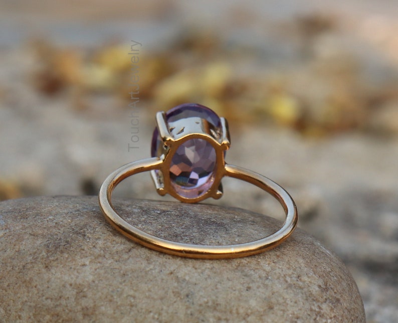 Natural Amethyst Ring 925 Silver Ring Amethyst Faceted Ring Birthstone Ring Amethyst Jewelry Rose Gold Ring February Birthstone image 2
