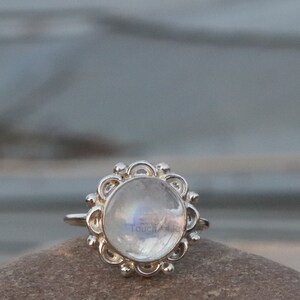 Natural Moonstone Ring - 925 Sterling Silver Ring -  Rainbow Moonstone Ring - June Birthstone - Moonstone Jewelry - Handmade Moonstone Ring
