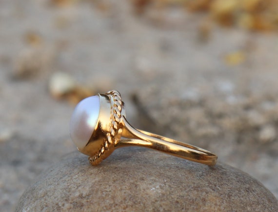 Natural Pearl And Diamond Yellow Gold Ring | VicStoneNYC Fine Jewelry |  Wolf & Badger