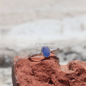 925 Sterling Silver Ring - Natural Aqua Chalcedony Ring - Handmade Silver Ring - Blue Aqua Chalcedony Ring - Aqua Chalcedony Jewelry