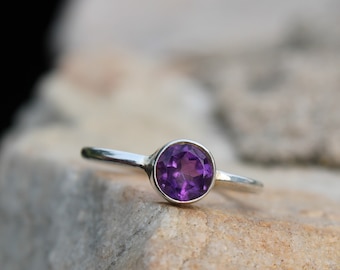 Natural Amethyst Ring - 925 Silver Ring - Amethyst Stone Ring - Birthstone Ring - Amethyst Jewelry - Handmade Purple Amethyst  Ring