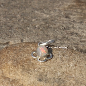 Pendentif opale éthiopienne naturelle - Pendentif en argent sterling 925 - Pendentif opale cabochon - Pendentif opale - Bijoux en opale - Pierre de naissance d&#39;octobre