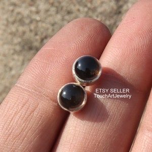 Natural Smoky Quartz Stud - 925 Sterling Silver Stud - Brown Stud - Gift Stud - Smoky Jewelry - Handmade Stud - Simple Smoky Quartz Stud