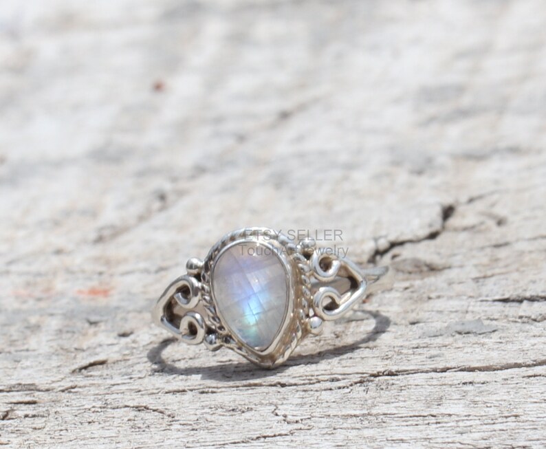Moonstone Jewelry Natural Rainbow Moonstone Ring Rainbow Moonstone Ring 925 Sterling Silver Ring Handmade Ring June Birthstone