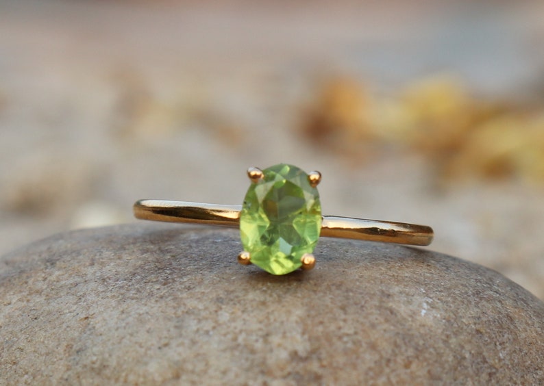 Natural Green Peridot Ring - 925 Sterling Silver Ring - August Birthstone Ring - Peridot Jewelry - Green Peridot Ring - Silver Ring - Rings 