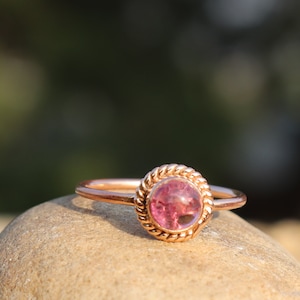 Natural Pink Tourmaline Ring - 925 Sterling Silver Ring - Tourmaline Jewelry - October Birthstone Jewelry - Rose Gold Ring - Silver Jewelry