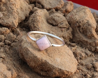 Natürlicher Pink Opal Ring - 925 Sterling Silber Ring - Pink Opal Ring - Kissen Cabochon Ring - Pink Opal Schmuck - Handgemachter Pink Opal Ring
