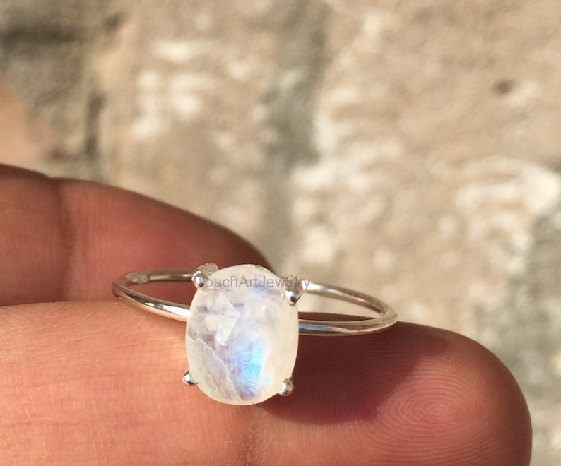 Moonstone Jewelry Natural Rainbow Moonstone Ring Rainbow Moonstone Ring 925 Sterling Silver Ring Handmade Ring June Birthstone