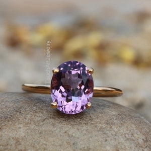 Natural Amethyst Ring 925 Silver Ring Amethyst Faceted Ring Birthstone Ring Amethyst Jewelry Rose Gold Ring February Birthstone image 1