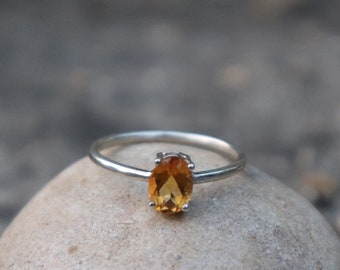 Natural Yellow Citrine Ring - 925 Sterling Silver Ring - Birthstone Citrine Ring - Gift Yellow Ring - Citrine Jewelry - November Birthstone