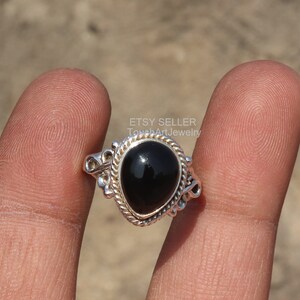 Natural Black Onyx Ring - 925 Sterling Silver Ring - Silver Ring - Simple Ring - Black Onyx Jewelry - Rectangle Black Onyx Ring - Black Onyx