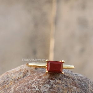 925 Sterling Silver Ring - Natural Red Jasper Ring - Handmade Silver Ring - Jasper Ring - Silver Jewelry - Jasper Jewelry - Baguette Ring