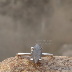 Natural Black Moonstone Ring - 925 Silver Ring - Black Moonstone Jewelry - Faceted Moonstone Ring - Marquise Moonstone Ring - Moonstone Ring