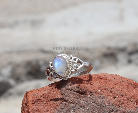 Buy Moonstone Ring STERLING SILVER 925 Genuine Moonstone Gemstone Long  Knuckle Ring Exclusive Design Adjustable Size Online in India - Etsy
