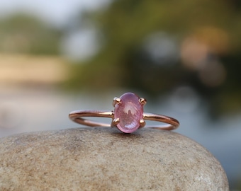 Anello con tormalina naturale - Anello con tormalina a griffe - Anello in argento sterling 925 - Gioielli con pietra portafortuna di ottobre - Anello con tormalina rosa - Gioielli