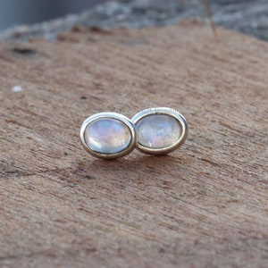Rainbow Moonstone Stud - 925 Silver Stud - Birthstone Stud - Moonstone Jewelry - Handmade Stud - Silver Jewelry - June Birthstone Jewelry