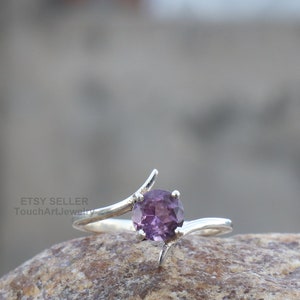 Natural Amethyst Ring - 925 Sterling Silver Ring - Amethyst Faceted Ring - Amethyst Jewelry - Silver Jewelry - February Birthstone - Rings