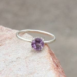Natural Amethyst Ring - 925 Sterling Silver Ring - Amethyst Faceted Ring - Amethyst Jewelry - Handmade Ring - February Birthstone Jewelry
