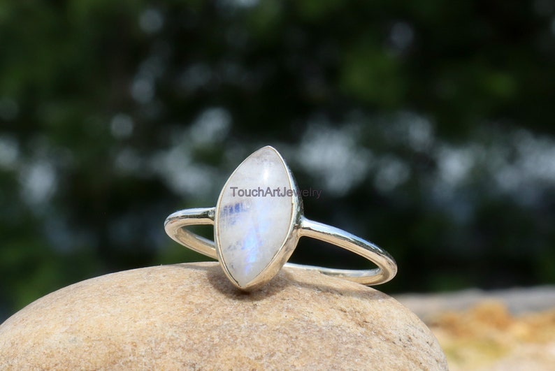 Jewelry Rainbow Moonstone Jewelry 925 Sterling Silver Ring Marquise Moonstone Ring Natural Rainbow Moonstone Ring June Birthstone