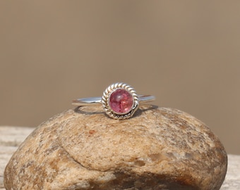 Anello con tormalina rosa naturale - Anello in argento sterling 925 - Gioielli con tormalina - Gioielli con pietra portafortuna di ottobre - Anello in oro rosa - Gioielli in argento
