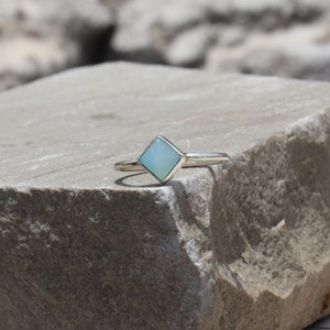 925 Sterling Silver Ring - Natural Aqua Chalcedony Ring - Handmade Silver Ring - Gold Ring - Rose Gold Ring - Aqua Chalcedony Jewelry