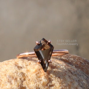 Natural Smoky Quartz Ring - 925 Sterling Silver Ring - Smoky Quartz Ring - Quartz Ring - Smoky Jewelry - Kite Ring - Prong Ring