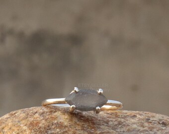Natürlicher Schwarzer Mondstein Ring - 925 Silber Ring - Schwarzer Mondstein Schmuck - Facettierter Mondstein Ring - Marquise Mondstein Ring - Mondstein Ring