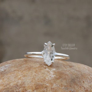 Natural Herkimer Diamond Ring, Herkimer Diamond Ring, 925 Sterling Silver Ring, Marquise Faceted Ring, Marquise Herkimer Diamond Jewelry