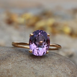 Natural Amethyst Ring 925 Silver Ring Amethyst Faceted Ring Birthstone Ring Amethyst Jewelry Rose Gold Ring February Birthstone image 4