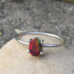Natural Ethiopian Opal ring - Black Opal Ring - Multi Fire Opal Ring - Handmade Opal October Stone - Black Opal Cut stone Ring