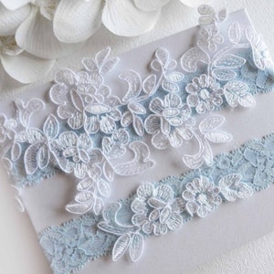 Blue Wedding Garter Bridal Garter Set Lace Applique Garter - Etsy