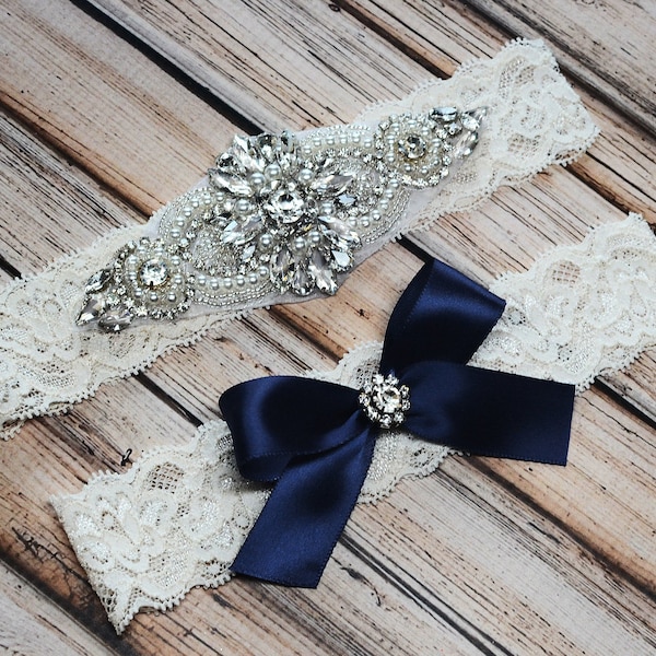 Navy Blue Garter - Etsy