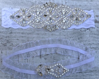 Wedding Garter Set, Bridal Garter set, Lace Garter set, Crystal Bridal Garter, Silver Wedding Garter, Wedding Garter,DSC_8260