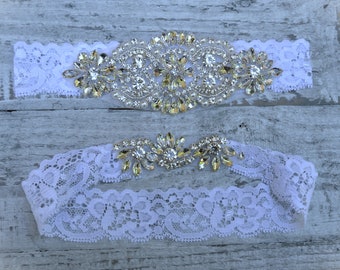 Sparkling Elegance: Crystal Rhinestone Bridal Garter with White Lace for Your Wedding Day Glam,DSC_9083