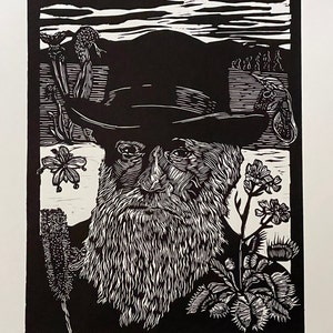 Linocut print - Darwin&#39;s Carnivora