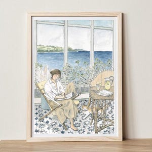 Stampa fine art a tiratura limitata. "Jardin d'hiver". Illustrazione ad acquerello.Home decor. Girl illustration. Summer vibes.