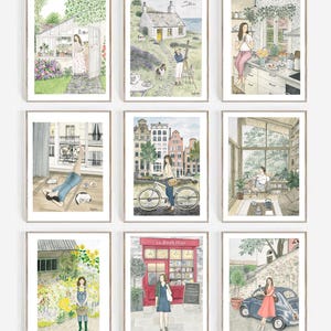 Stampe Card  "Primavera". 13x18cm.Soggetti vari. illustrazioni ad acquerello. stampe fine art.