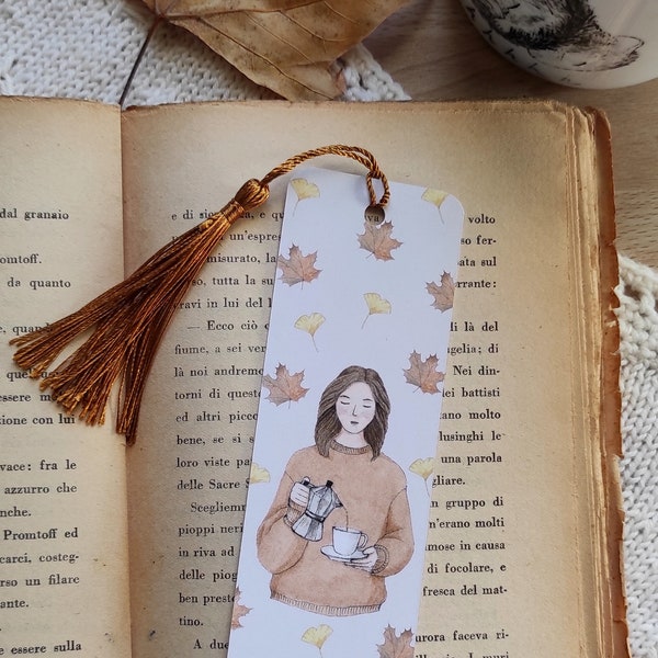 Bookmark "Autumn lovers". Segnalibro illustrato. Booklover